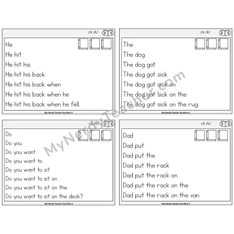 CK Digraph Sentence Pyramids Task Cards — Decodable Sentences