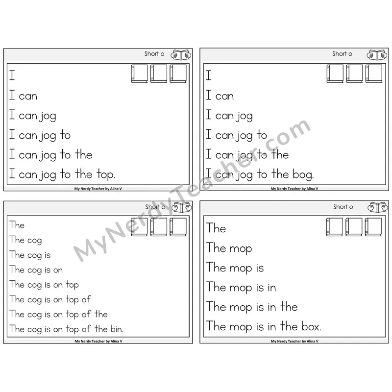 Short O Sentence Pyramids Task Cards — Decodable Sentences
