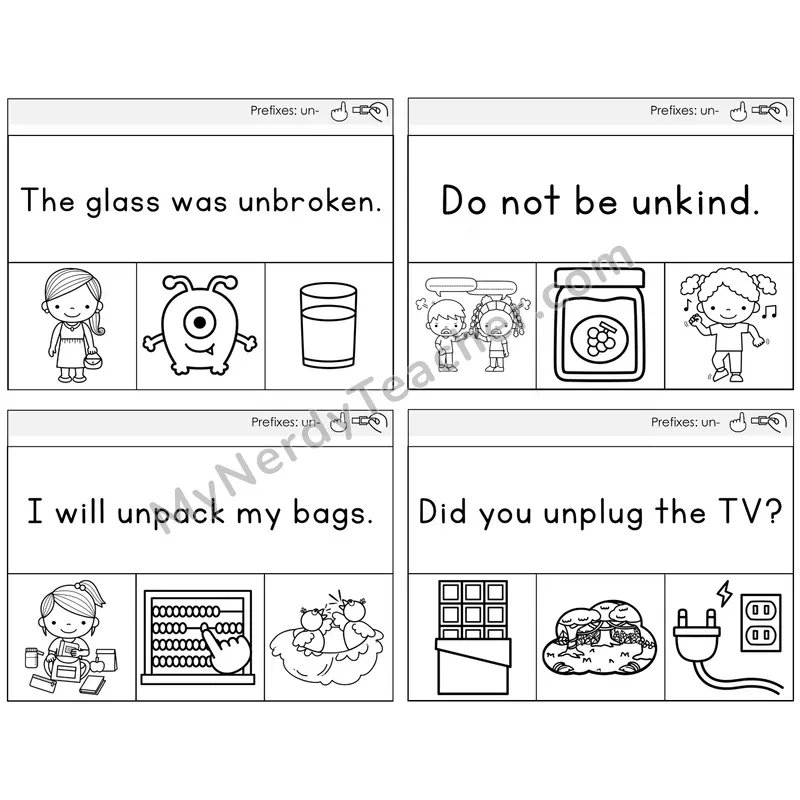 Prefix un- Read and Clip Task Cards — Decodable Sentences