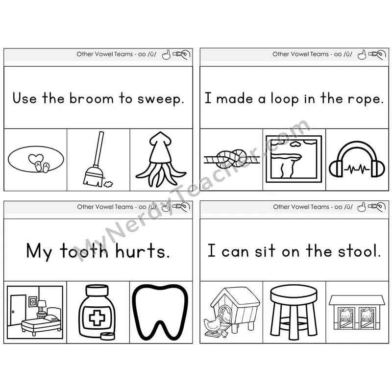 Long OO (/ū/) Read and Clip Task Cards — Decodable Sentences