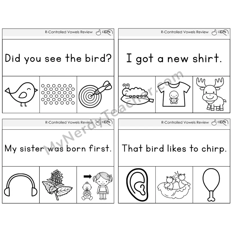 R-Controlled Vowels Review Read and Clip Task Cards — Decodable Sentences