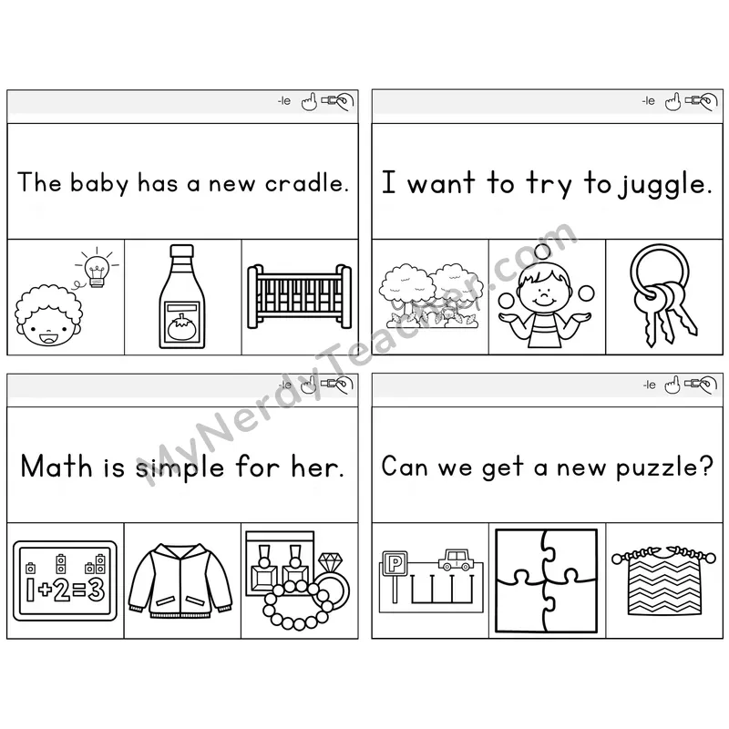 Consonant -le Read and Clip Task Cards — Decodable Sentences