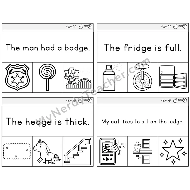 DGE Trigraph Read and Clip Task Cards — Decodable Sentences