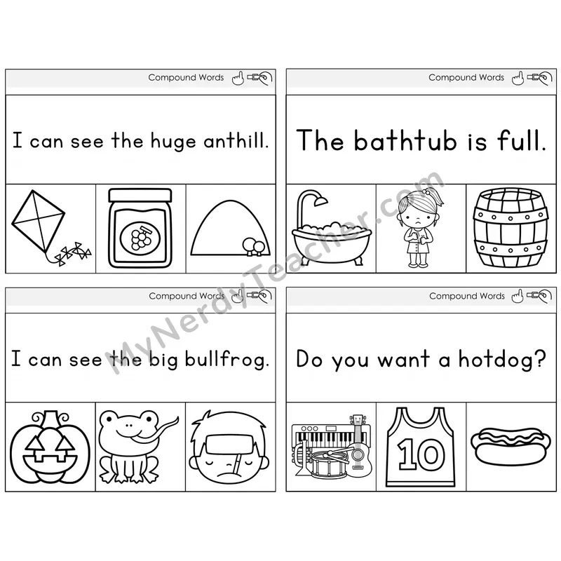 Compound Words Read and Clip Task Cards — Decodable Sentences