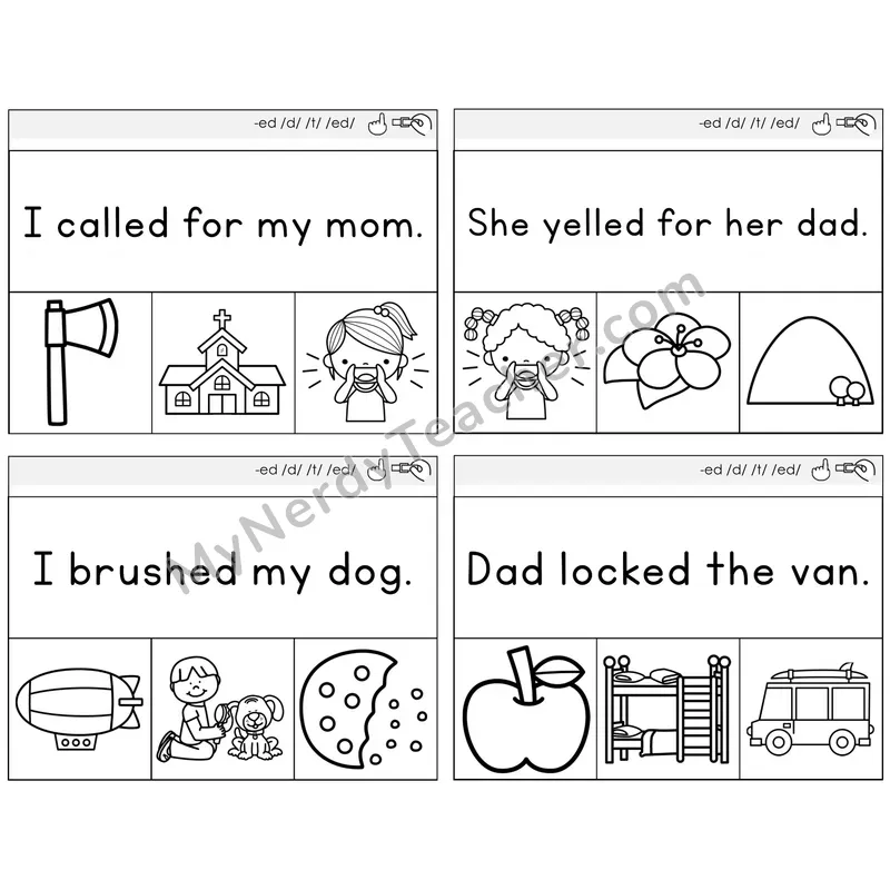 Suffix -ed Read and Clip Task Cards — Decodable Sentences