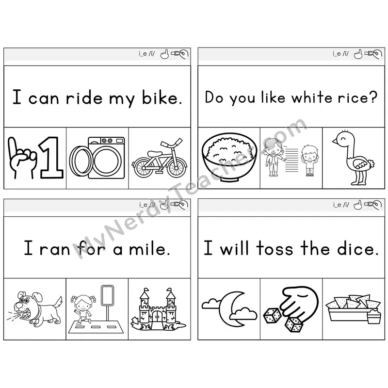 Long I VCe (i_e) Read and Clip Task Cards — Decodable Sentences