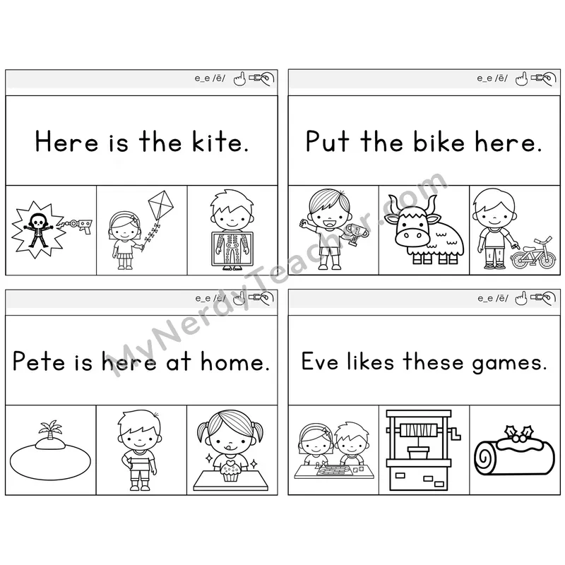 Long E VCe (e_e) Read and Clip Task Cards — Decodable Sentences