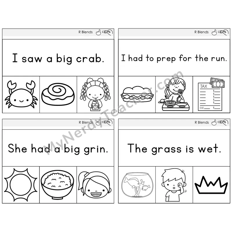 R Blends Read and Clip Task Cards — Decodable Sentences