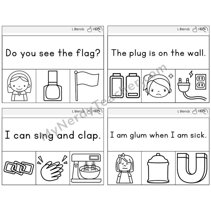 L Blends Read and Clip Task Cards — Decodable Sentences