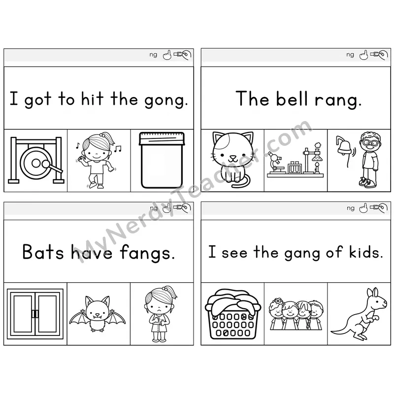 NG Digraph Read and Clip Task Cards — Decodable Sentences