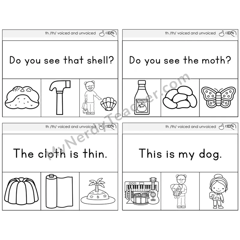 TH Digraph (Voiced + Unvoiced) Read and Clip Task Cards — Decodable Sentences