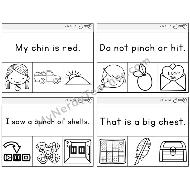 CH Digraph Read and Clip Task Cards — Decodable Sentences
