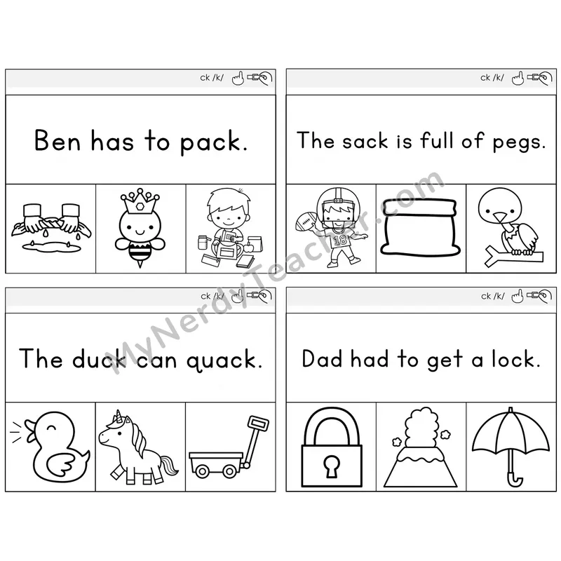CK Digraph Read and Clip Task Cards — Decodable Sentences