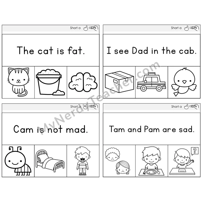 Short A Read and Clip Task Cards — Decodable Sentences