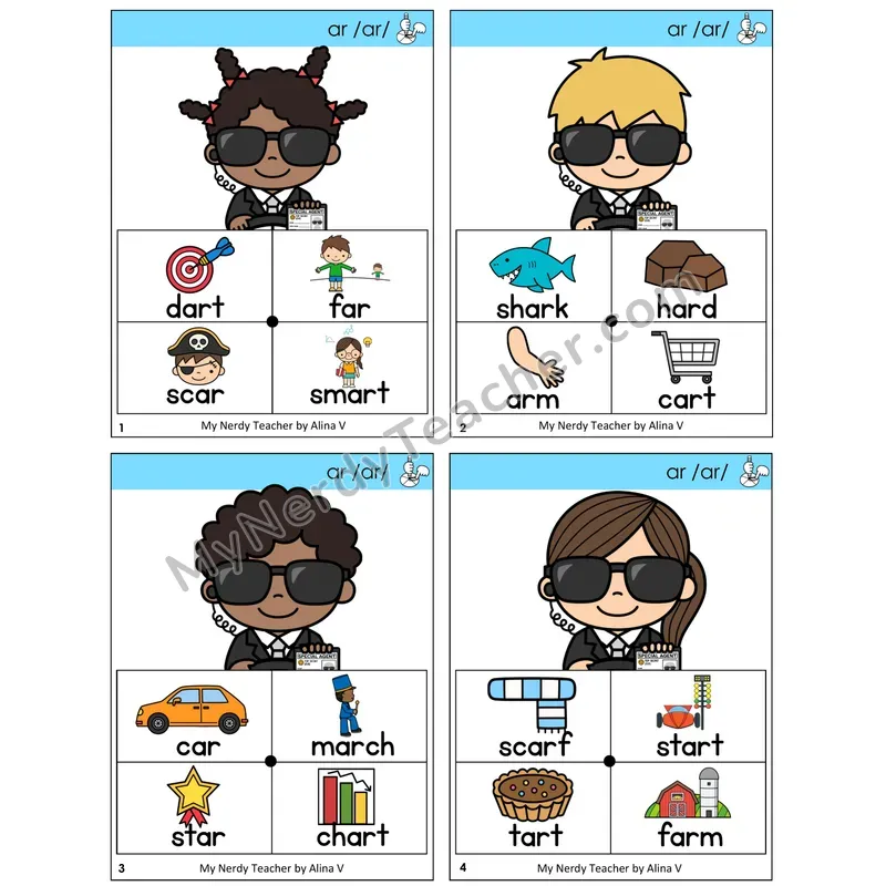 R-Controlled AR Word Spinners Task Cards — Decodable Sentences