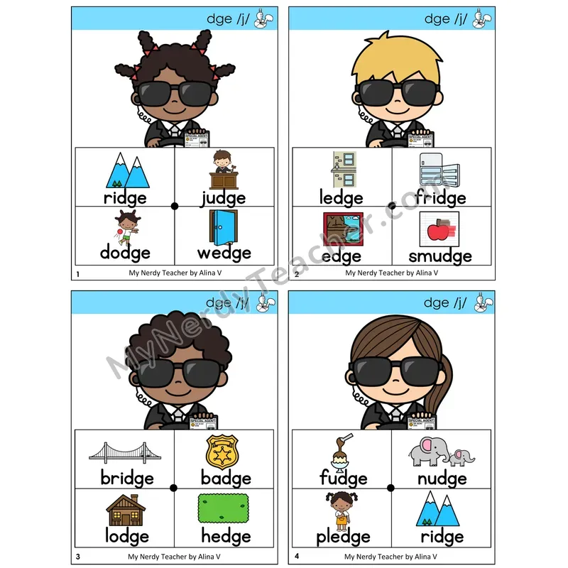 DGE Trigraph Word Spinners Task Cards — Decodable Sentences