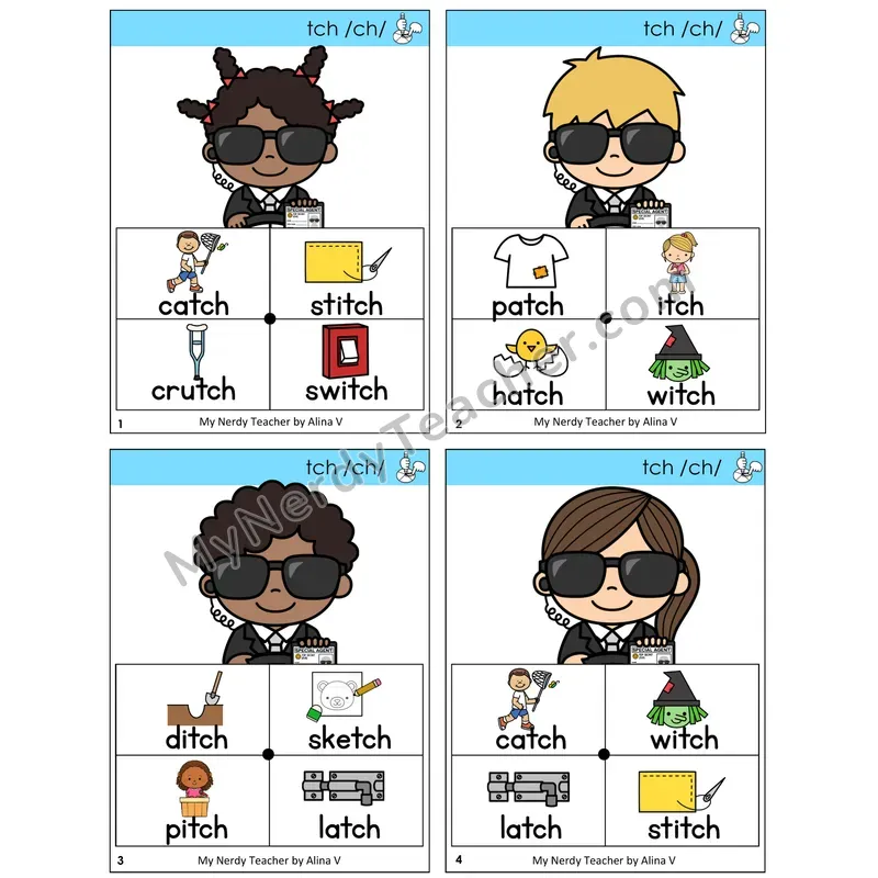 TCH Trigraph Word Spinners Task Cards — Decodable Sentences