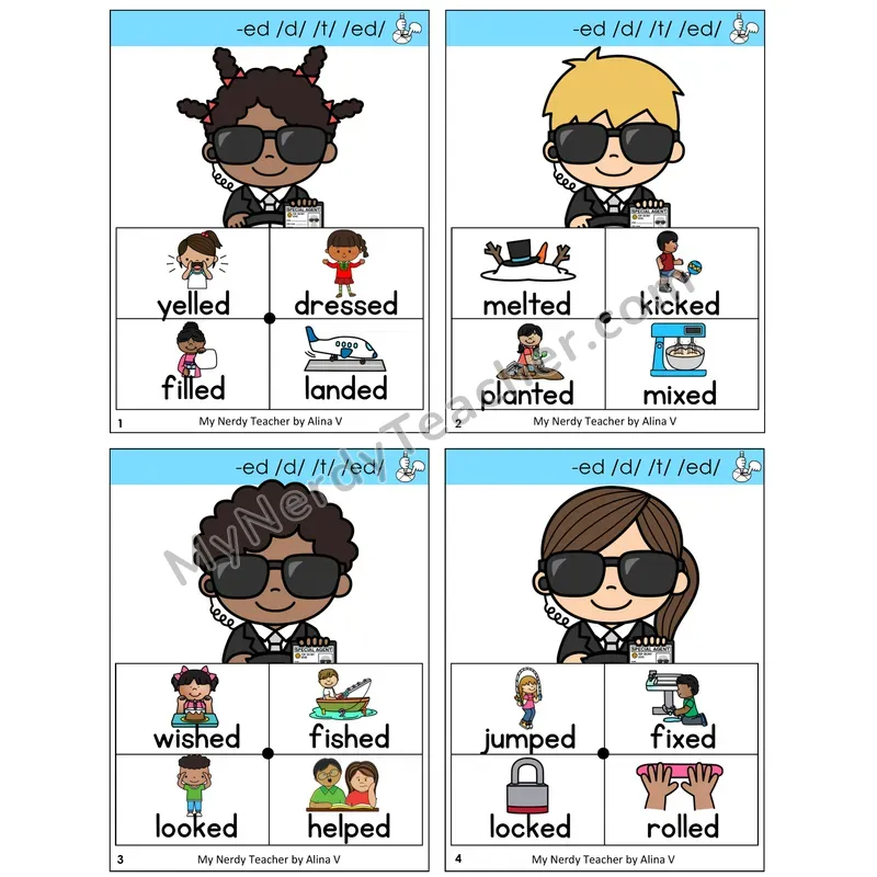 Suffix -ed Word Spinners Task Cards — Decodable Sentences