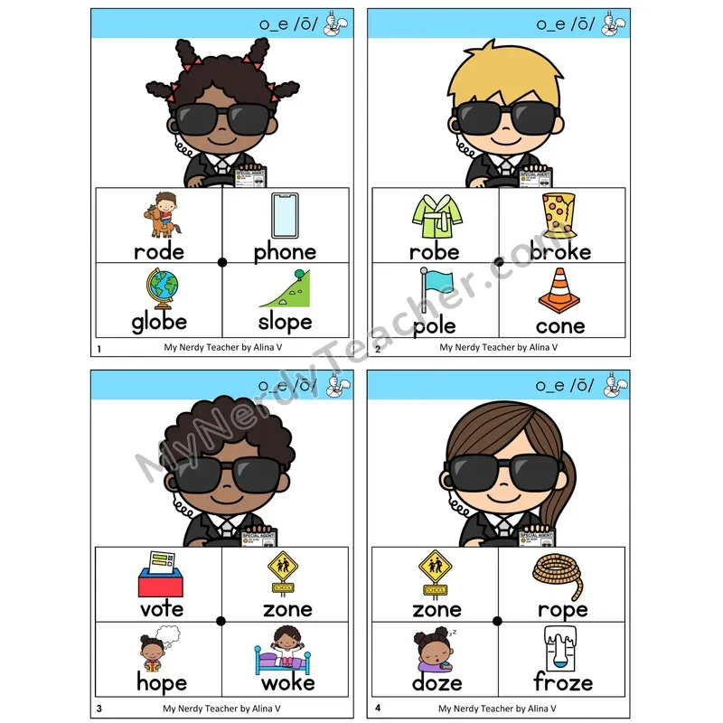 Long O VCe (o_e) Word Spinners Task Cards — Decodable Sentences
