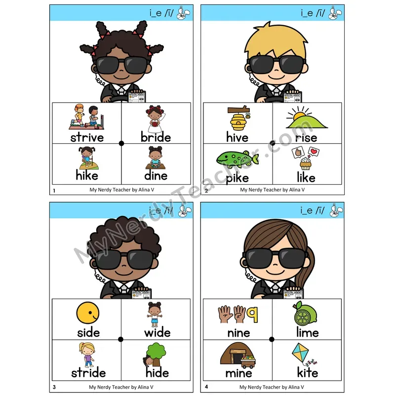Long I VCe (i_e) Word Spinners Task Cards — Decodable Sentences