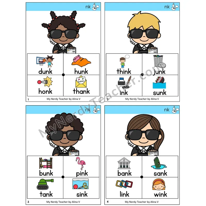 NK Digraph Word Spinners Task Cards — Decodable Sentences