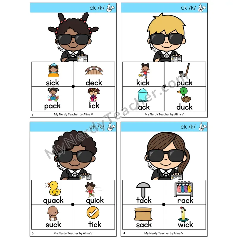 CK Digraph Word Spinners Task Cards — Decodable Sentences