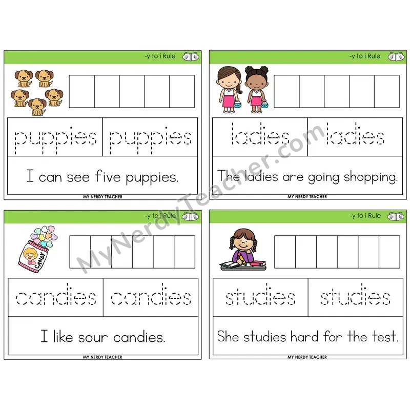 Y to I Rule Graph Trace Read Task Cards — Decodable Sentences