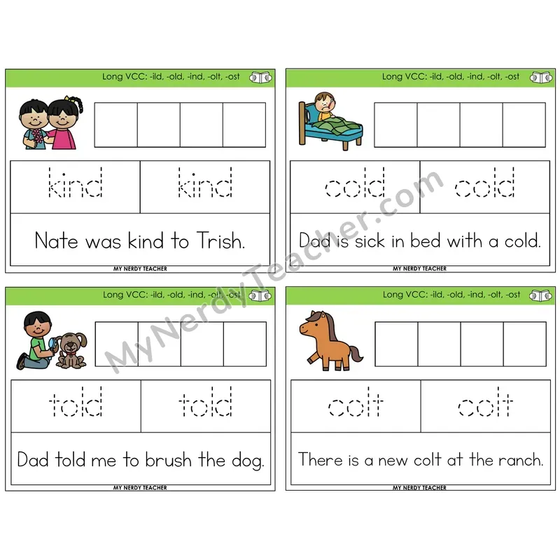 Long VCC Patterns Graph Trace Read Task Cards — Decodable Sentences
