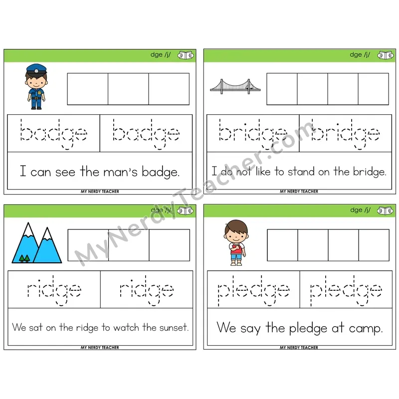 DGE Trigraph Graph Trace Read Task Cards — Decodable Sentences