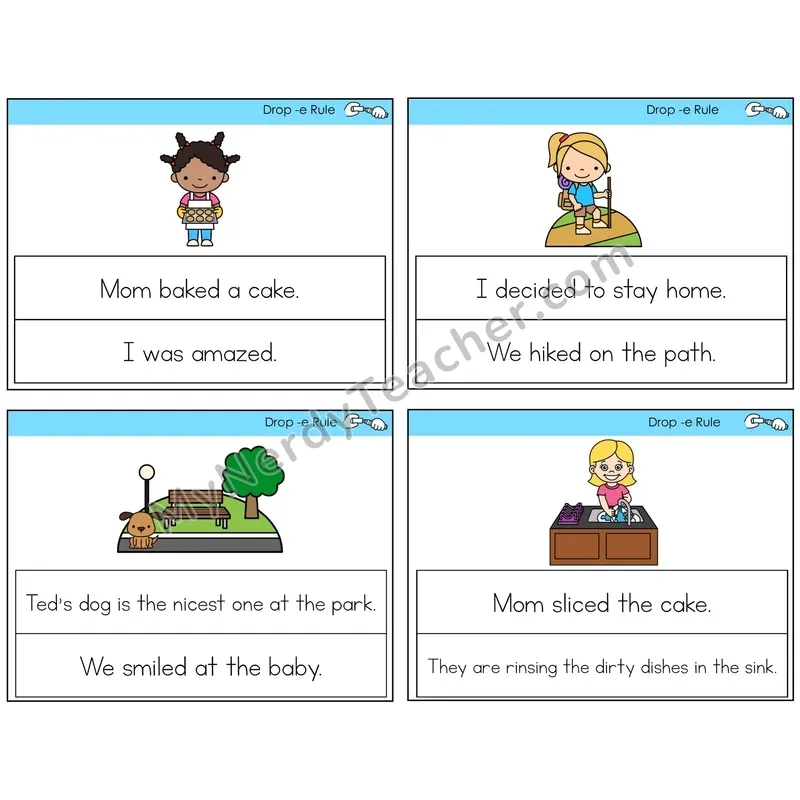 Drop -e Rule Circle the Sentence Task Cards — Decodable Sentences