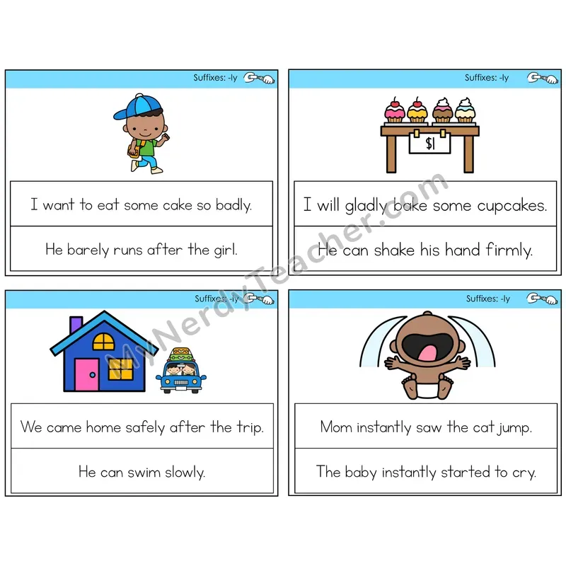 Suffix -ly Circle the Sentence Task Cards — Decodable Sentences