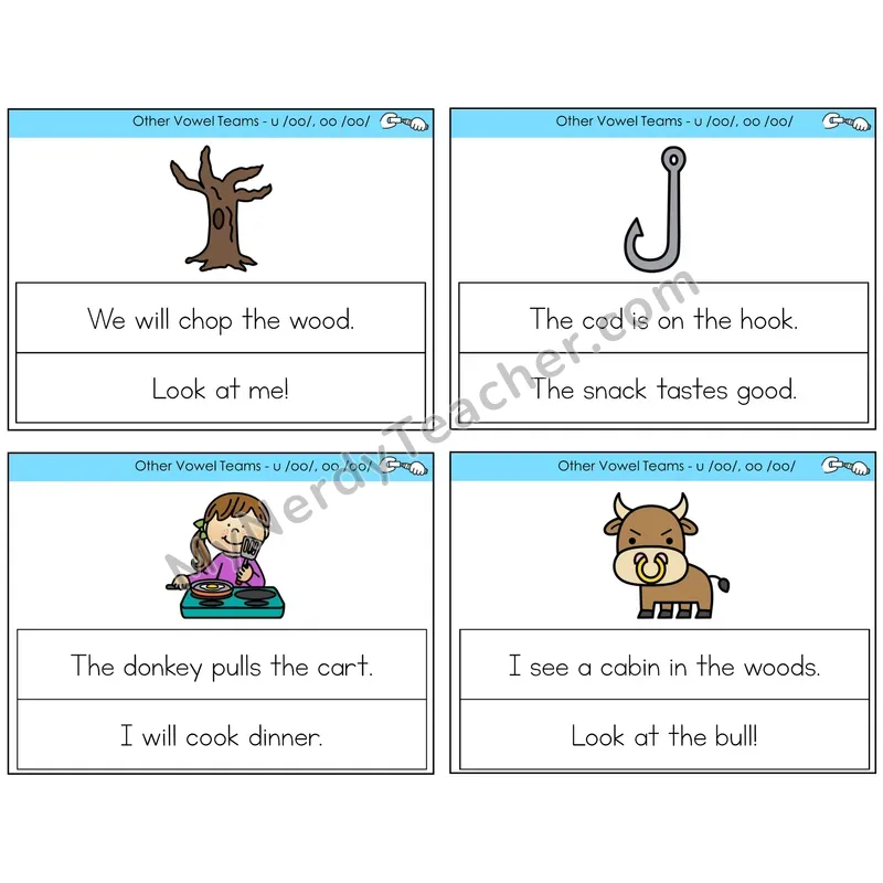 Short OO and U (/oo/) Circle the Sentence Task Cards — Decodable Sentences