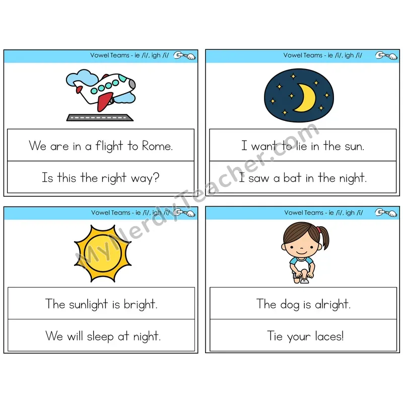 Long I Vowel Teams (ie, igh) Circle the Sentence Task Cards — Decodable Sentences