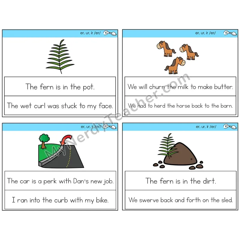 R-Controlled ER, UR, IR Circle the Sentence Task Cards — Decodable Sentences