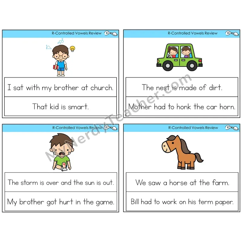 R-Controlled Vowels Review Circle the Sentence Task Cards — Decodable Sentences