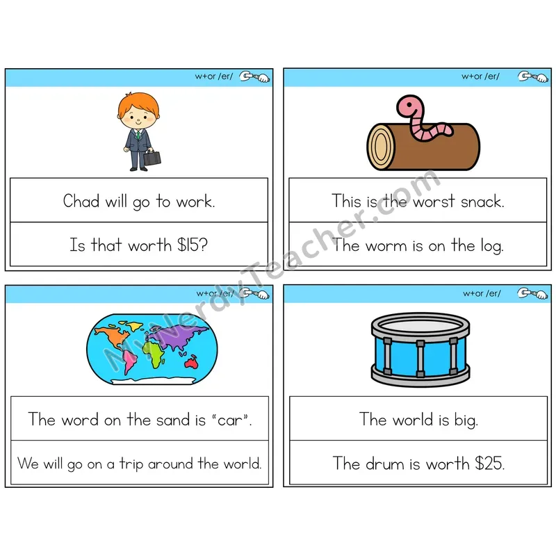 W+OR spelling /er/ Circle the Sentence Task Cards — Decodable Sentences