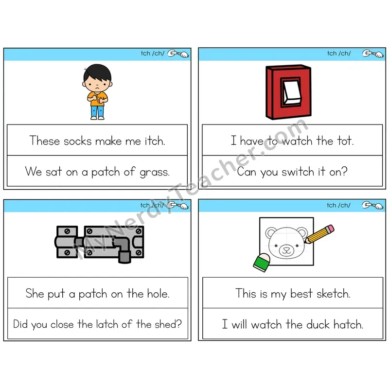 TCH Trigraph Circle the Sentence Task Cards — Decodable Sentences