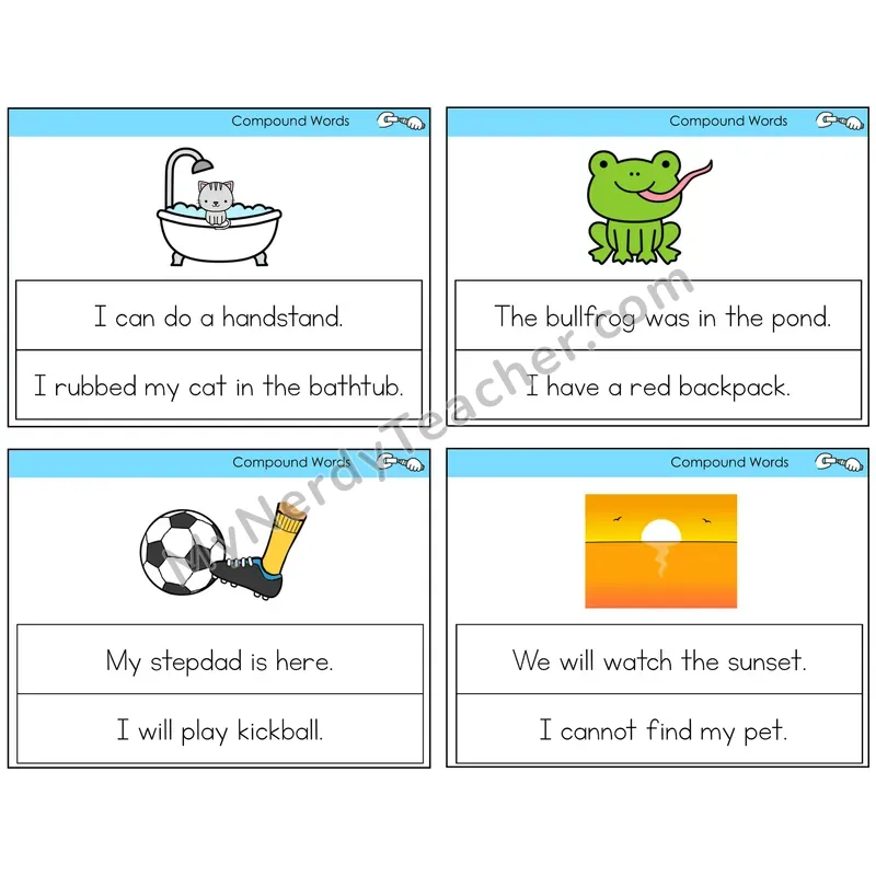 Compound Words Circle the Sentence Task Cards — Decodable Sentences