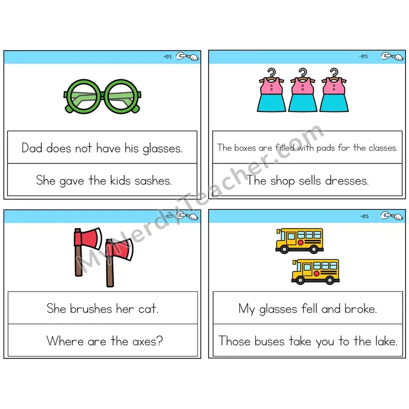 Suffix -es (Inflectional) Circle the Sentence Task Cards — Decodable Sentences