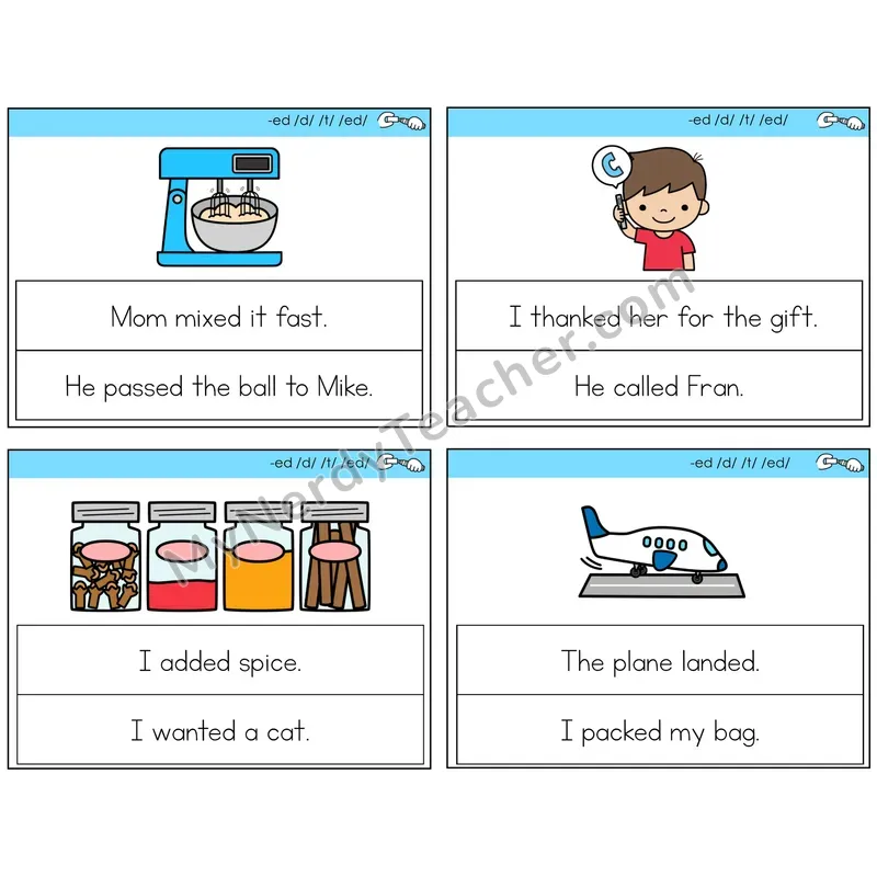 Suffix -ed Circle the Sentence Task Cards — Decodable Sentences