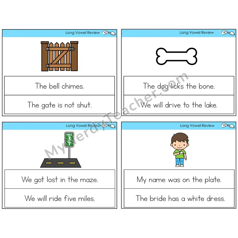 Long Vowels Review Circle the Sentence Task Cards — Decodable Sentences