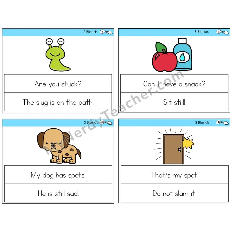 S Blends Circle the Sentence Task Cards — Decodable Sentences