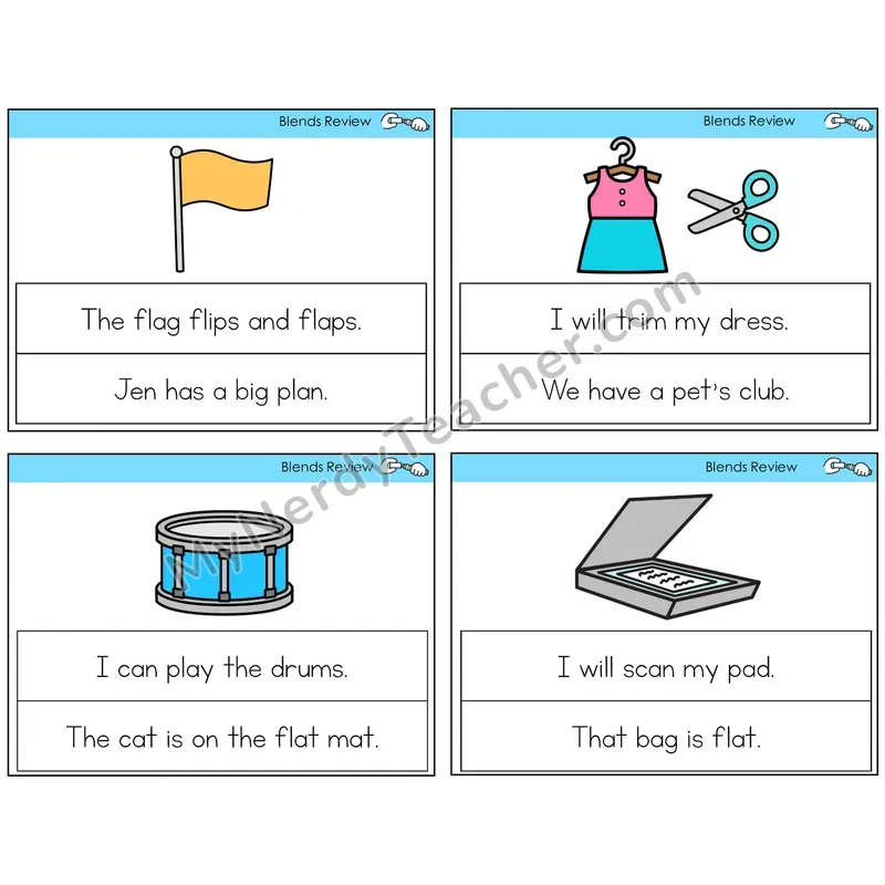 Blends Review Circle the Sentence Task Cards — Decodable Sentences