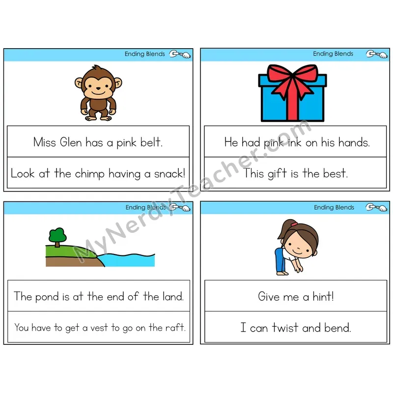 Ending Blends Circle the Sentence Task Cards — Decodable Sentences