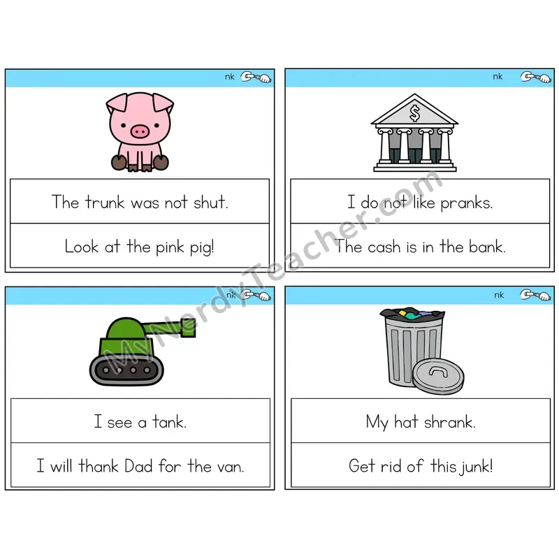 NK Digraph Circle the Sentence Task Cards — Decodable Sentences