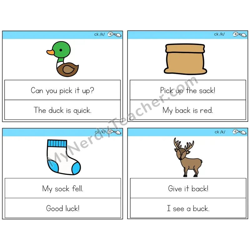 CK Digraph Circle the Sentence Task Cards — Decodable Sentences