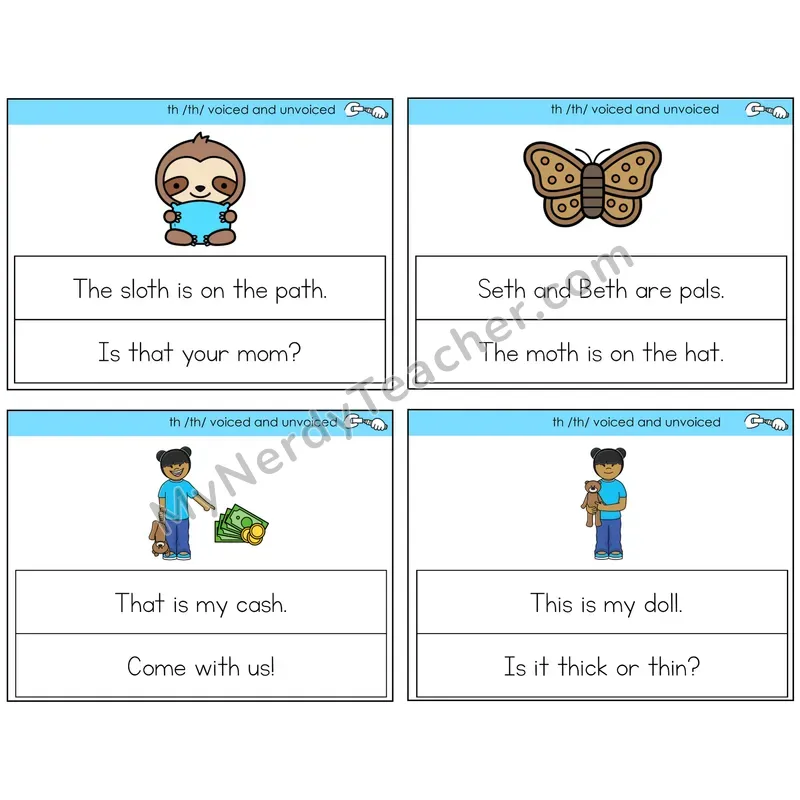 TH Digraph (Voiced + Unvoiced) Circle the Sentence Task Cards — Decodable Sentences