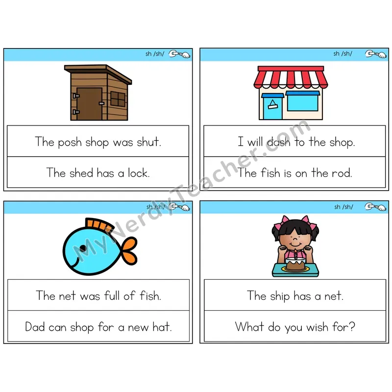 SH Digraph Circle the Sentence Task Cards — Decodable Sentences