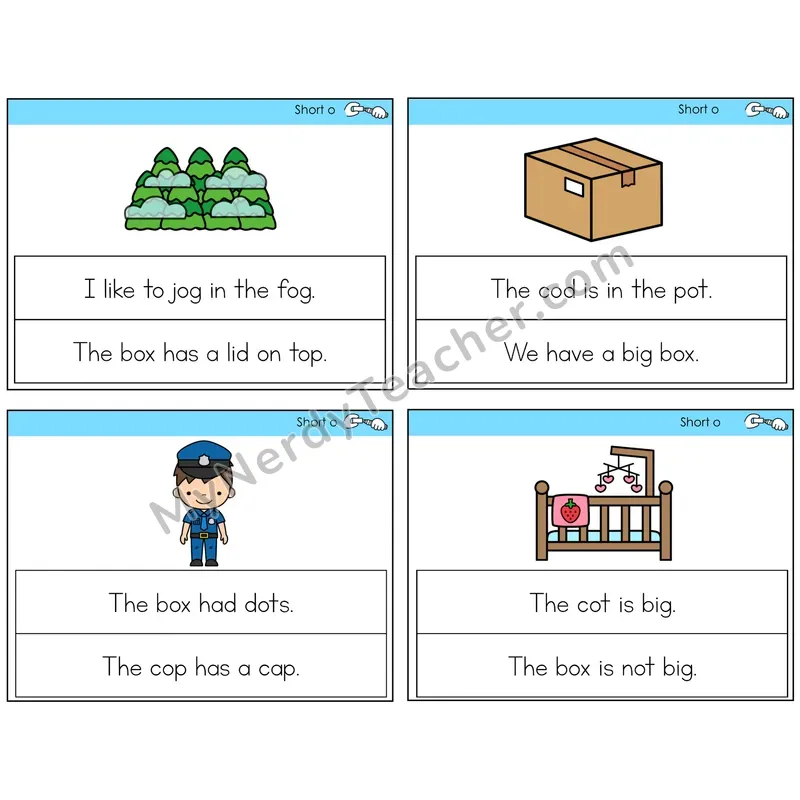 Short O Circle the Sentence Task Cards — Decodable Sentences