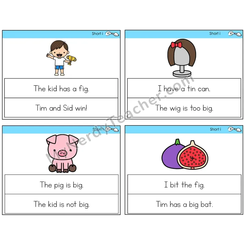 Short I Circle the Sentence Task Cards — Decodable Sentences